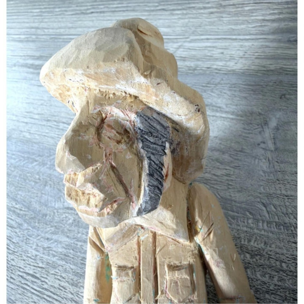 3 Vintage Folk Art Wood Hand Carved Figures Unpainted Project Pieces Wooden - Picture 6 of 11
